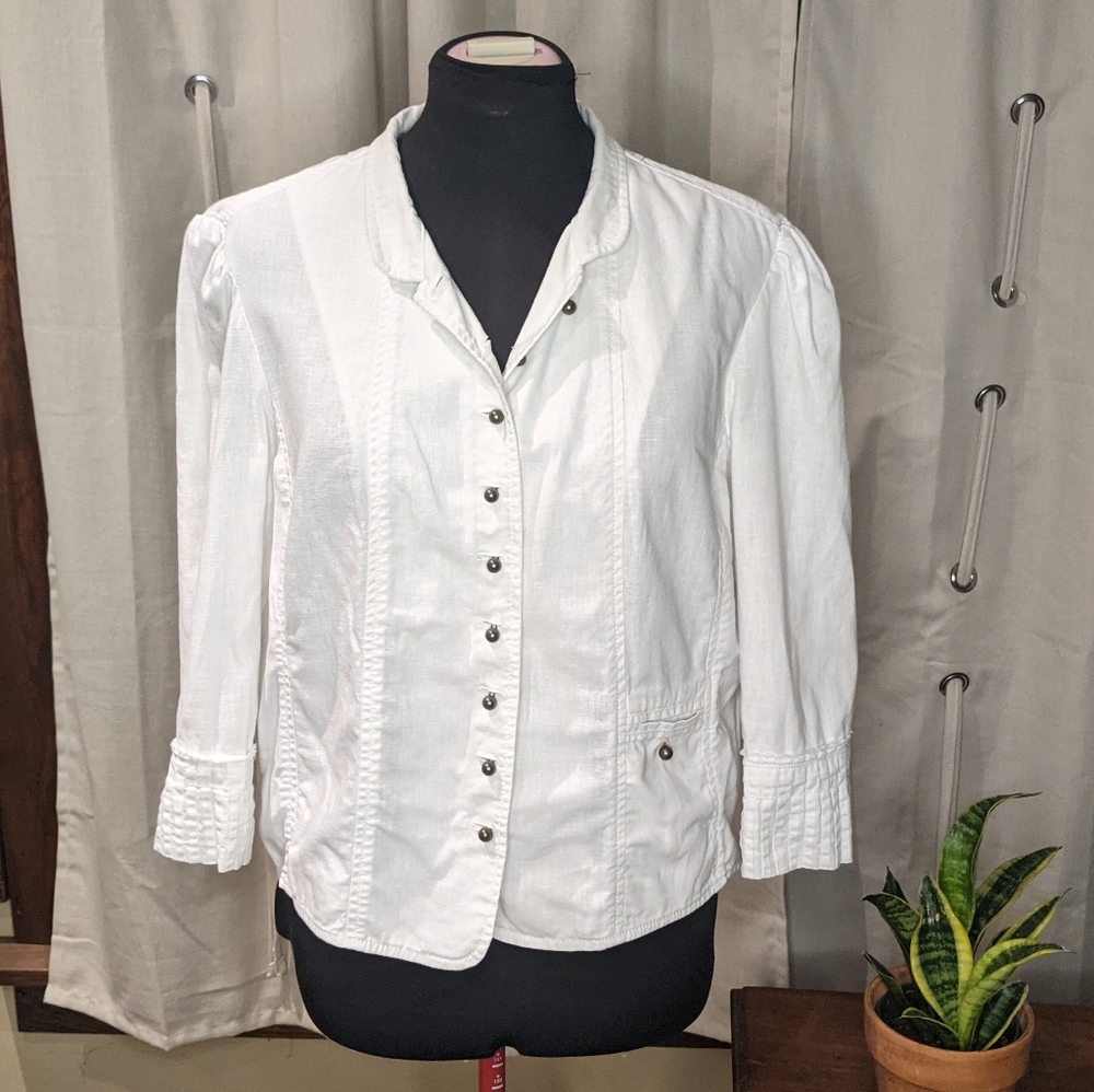 Tint white linen blend tailored jacket Sz Large